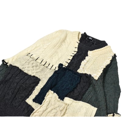 "Remake by VERS" Aran Knit Patch Design Sweater