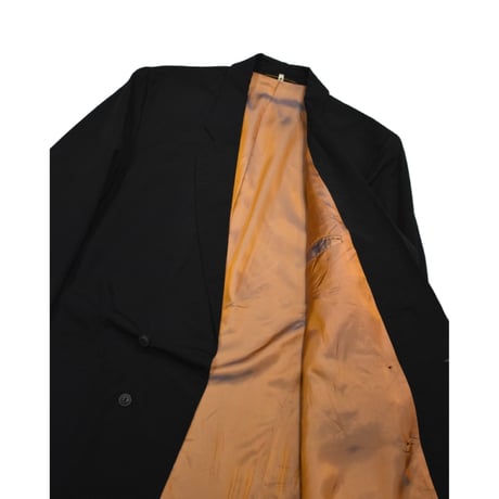 EURO Vintage Linen Blend Double Breasted Jacket -Black-