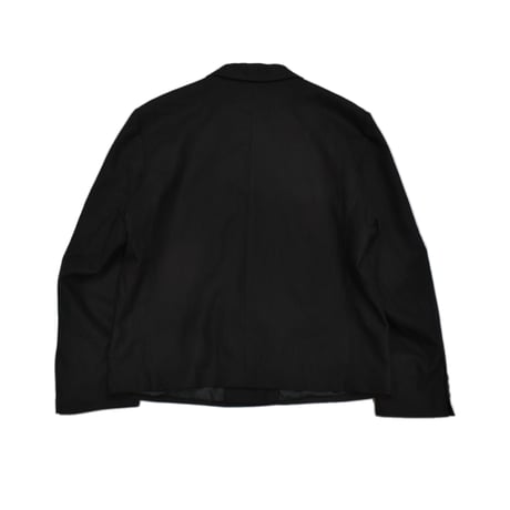 EURO Vintage Linen Blend Cropped Double Breasted Jacket -Black-