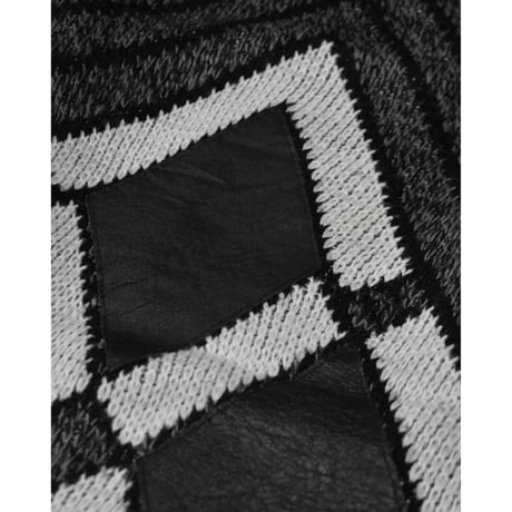Geometric Leather Patch Art Knit
