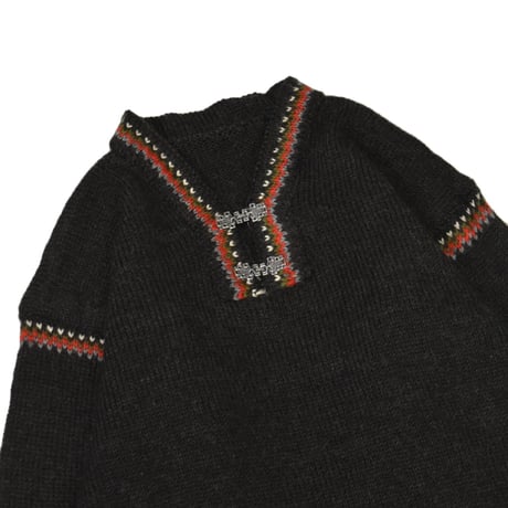 Vintage Nordic Metal Clasp Wool Sweater