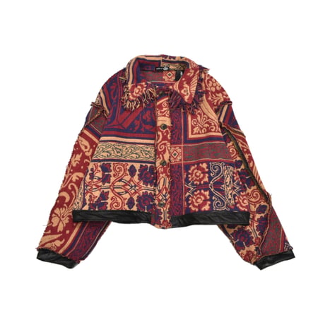 ”Remake by VERS” Fringe Collar Rug Jacket -Two Faces-