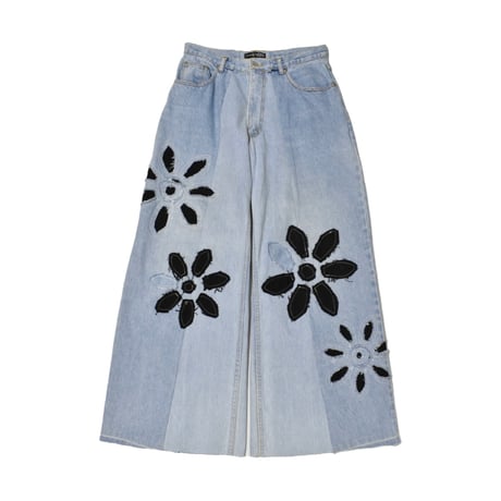 "Remake by VERS" Dark Flower Flare Denim Pants