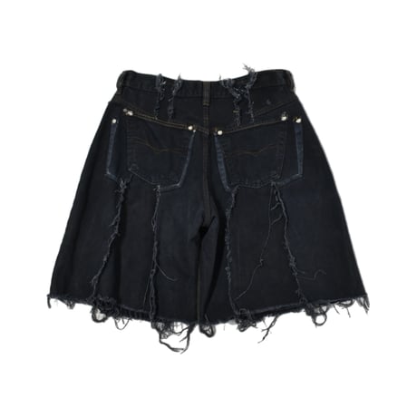 "Remake by VERS" Fringe Damage Wide Half Denim Pants
