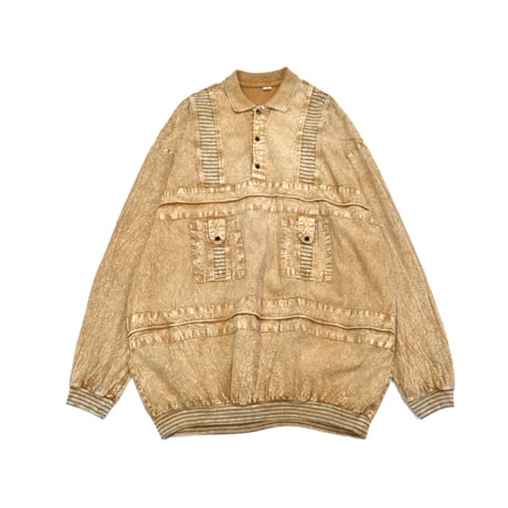 Chemical Wash Design Pullover L/S Shirt