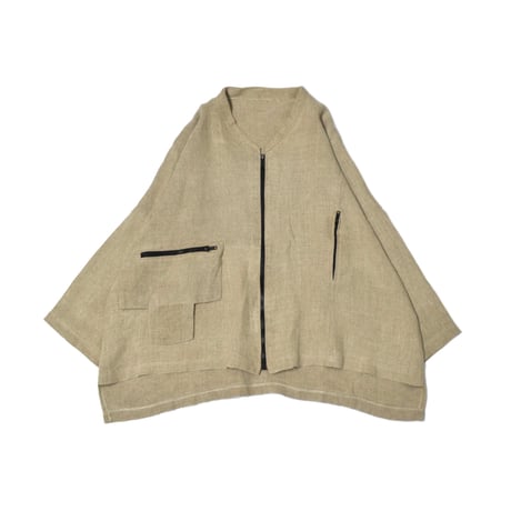 Asymmetric Linen Zip Jacket