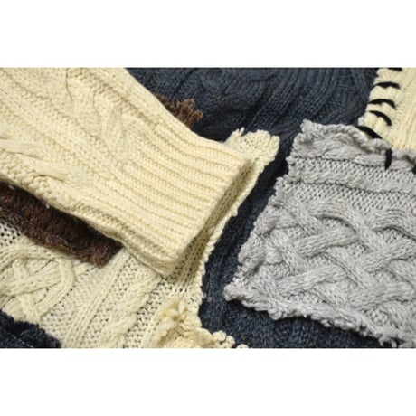 "Remake by VERS" Aran Knit Patch Design Sweater