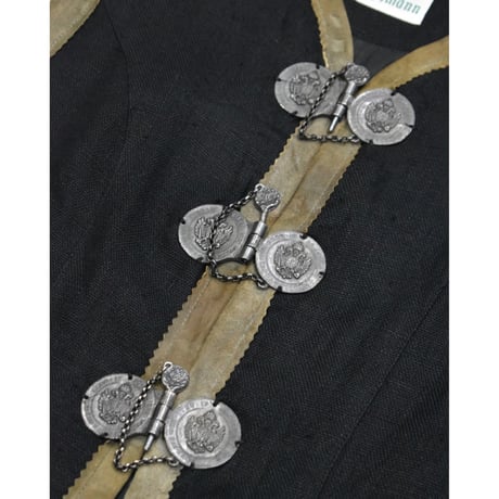 EURO Vintage Tyrolean Coin Button Linen Vest
