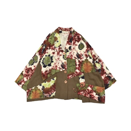 Earth Tone Tie-Dye Panel Shirt Jacket