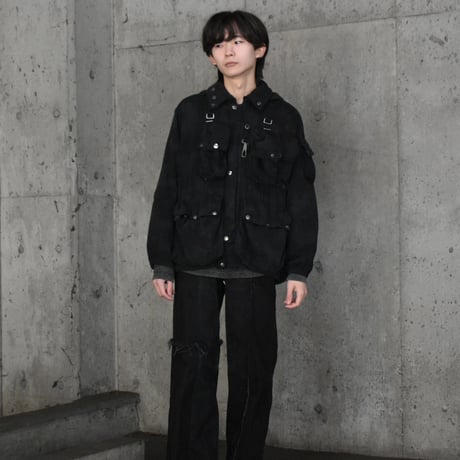 "Remake by VERS" Asymmetry Fringe Damage Flare Denim Pants