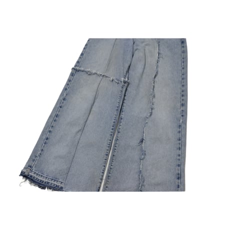 "Remake by VERS" Asymmetry Fringe Damage Flare Denim Pants
