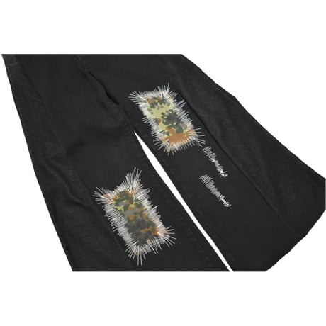 VERS Remake German Army Camo Patch Flare Denim Pants