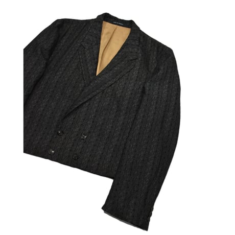 EURO Vintage Textured Short Double Breasted Jacket -Black-