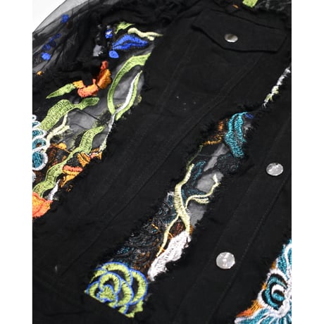Flower Embroidery Sheer Hybrid Jacket