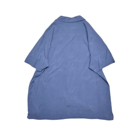 Vintage Open Collar Switching Silk S/S Shirt
