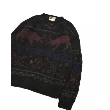 Vintage Shetland Wool Pattern Knit Sweater