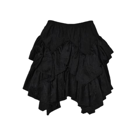 Black Gathered Tiered Skirt