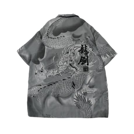 Dragon Pattern Open Collar S/S Shirt