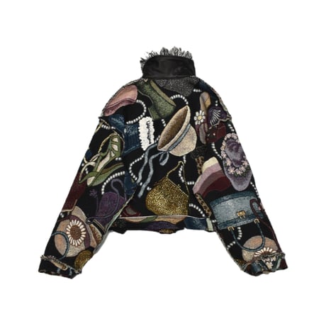 ”Remake by VERS” Fringe Collar Rug Jacket -Two Faces-