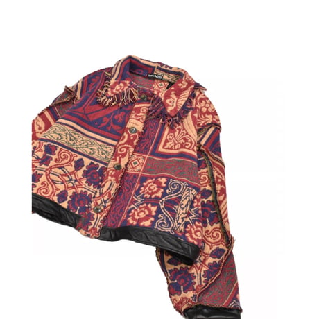 ”Remake by VERS” Fringe Collar Rug Jacket -Two Faces-