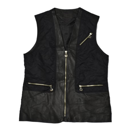 Vintage Leather × Nylon Utility Vest