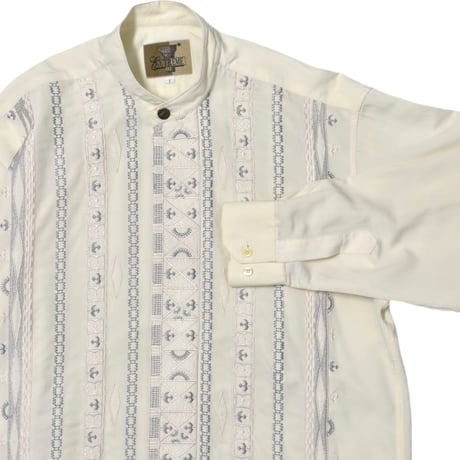 Vintage Embroidery Stand Collar L/S Shirt
