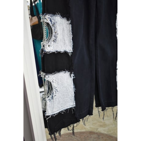 VERS Remake Fringe Damage Flare Denim Pants