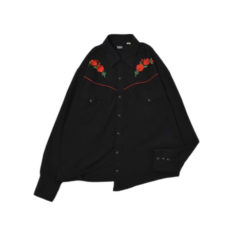 "Remake by VERS" Rose Embroidery Asymmetrical Western L/S Shirt