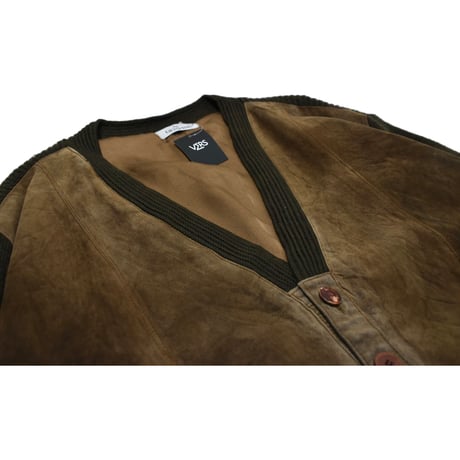 EURO Vintage Real Suede Leather Switching Cardigan Jacket