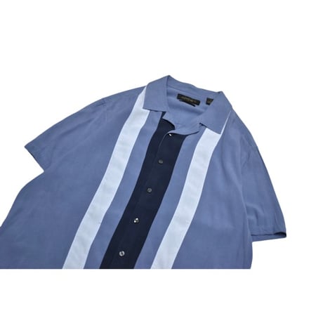 Vintage Open Collar Switching Silk S/S Shirt