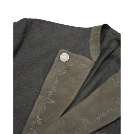 EURO Vintage Embroidery Tyrolean Jacket -Metal Coin Button-