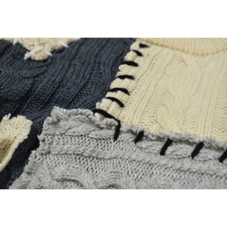 "Remake by VERS" Aran Knit Patch Design Sweater