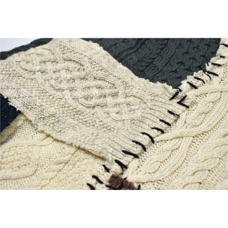 "Remake by VERS" Aran Knit Patch Design Sweater