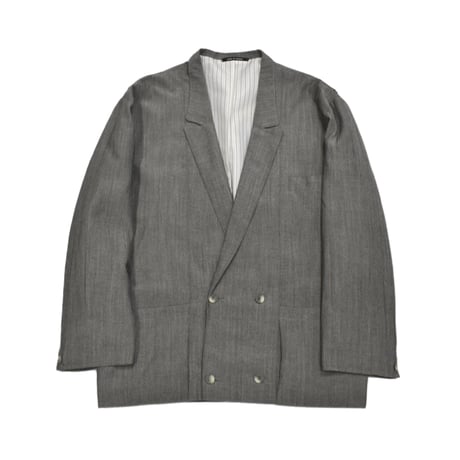 EURO Vintage Oversized Double Breasted Tailored Jacket -Grey-