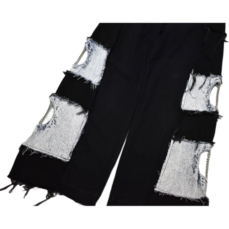VERS Remake Fringe Damage Flare Denim Pants