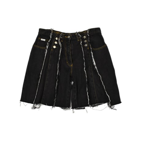"Remake by VERS" Fringe Damage Wide Half Denim Pants