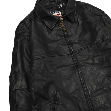 Vintage Black Leather Zip Jacket