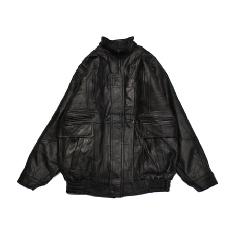 Vintage Black Leather Utility Jacket