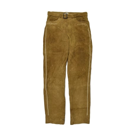 EURO Vintage Embroidery Tyrolean Real Suede Leather Pants