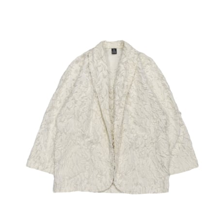Textured Fringe Cotton Jacket -White Color-