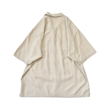 Switching Open Collar Silk S/S Shirt