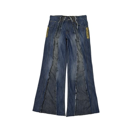 "Remake by VERS" Fringe Damage Flare Denim Pants