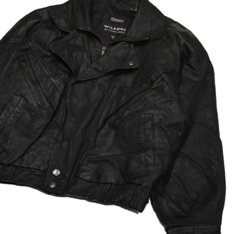 Vintage Black Leather Utility Jacket