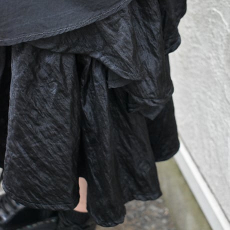 Black Gathered Tiered Skirt