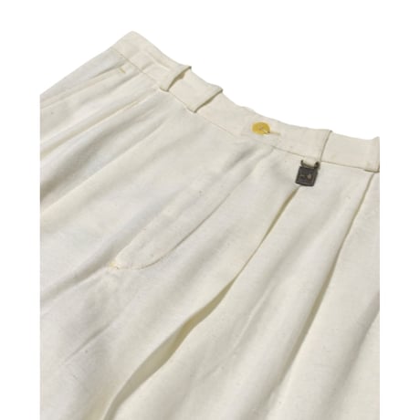 EURO Vintage Two Tuck Linen White Slacks