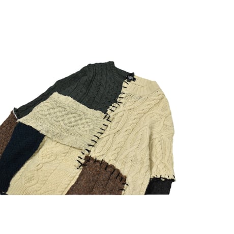 "Remake by VERS" Aran Knit Patch Design Sweater
