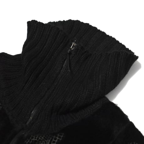 Vintage Faux Fur Double Zip Knit Jacket