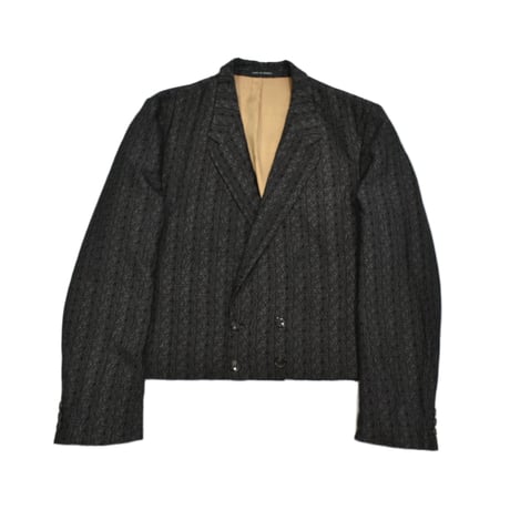 EURO Vintage Textured Short Double Breasted Jacket -Black-