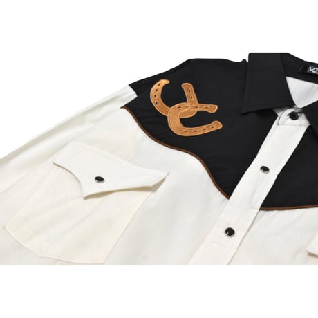 "Remake by VERS" Horseshoes Embroidery Asymmetrical Western L/S Shirt
