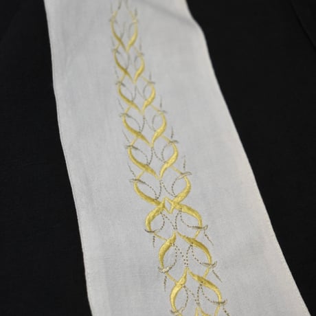 Embroidery Open Collar Linen S/S Shirt